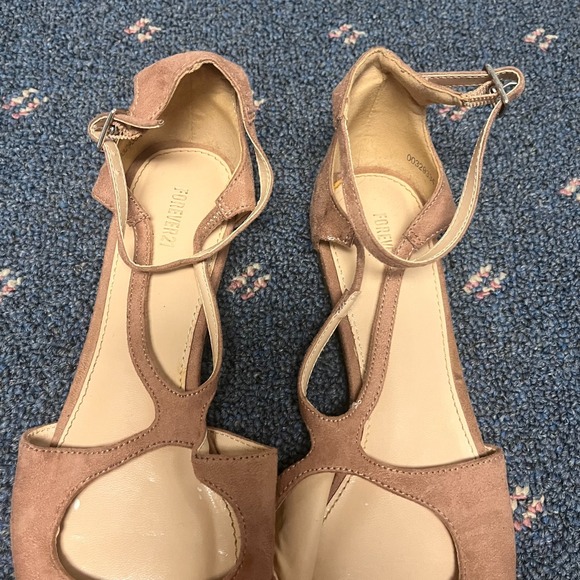 Forever 21 Pink Ballet Flats Womens Size 8 Pointed Toe‎ Open Ankle Buckle Strap - Picture 2 of 11